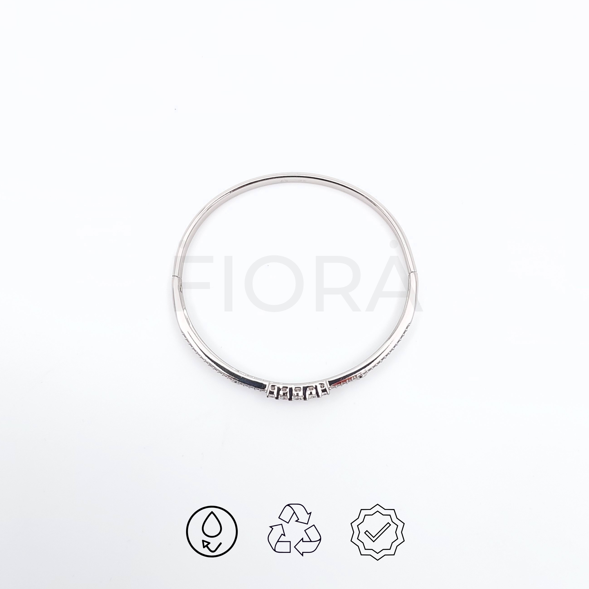 Elora platinum oval bangle with dual-row zircon accents