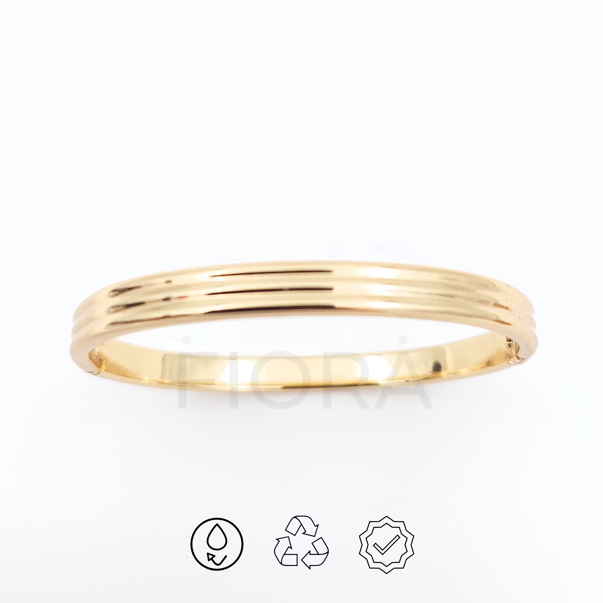 Roya gold ribbed bangle for women