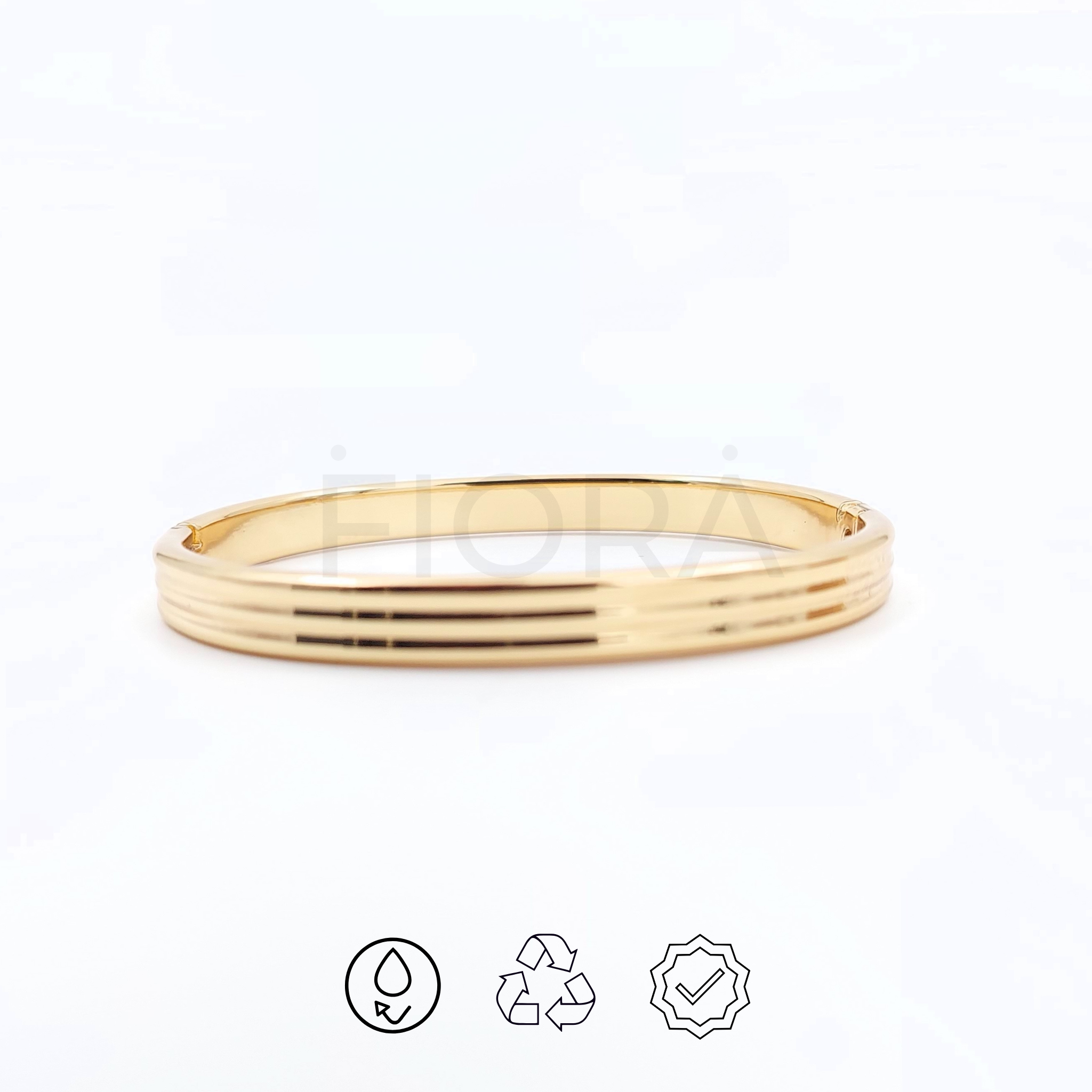 Roya gold ribbed bangle for women